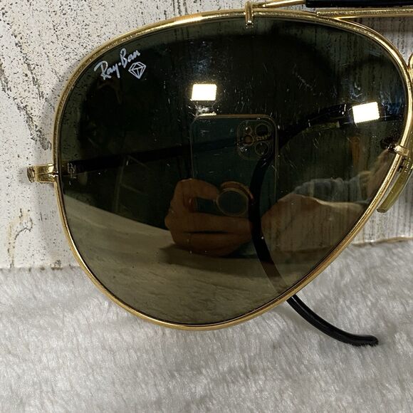 Vintage Ray Ban B&L Diamond Hard Aviator Shooter Sunglasses Gold Frames 62mm - Picture 2 of 14